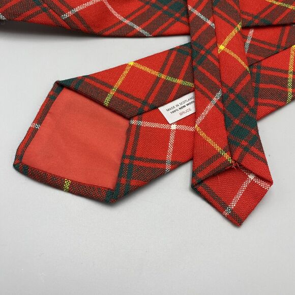 Made in Scotland Tie BRUCE Tartan Clan Red Green Plaid 100% New Wool 57x3.5" - Picture 6 of 6